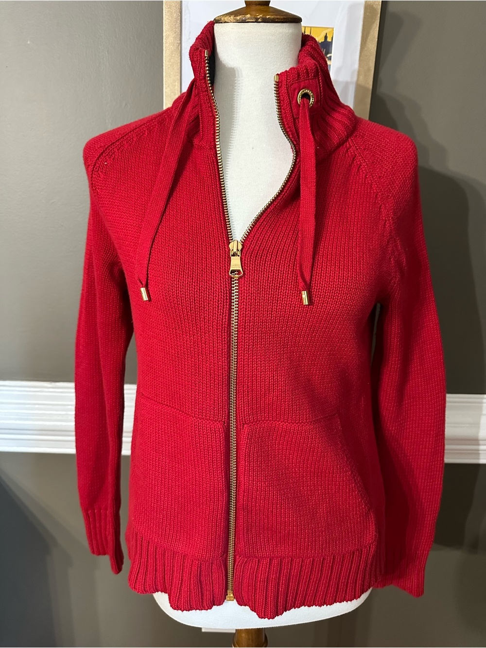 LRL Ralph Lauren black label 100% cotton zip up hoodie in Red.  Size Small.